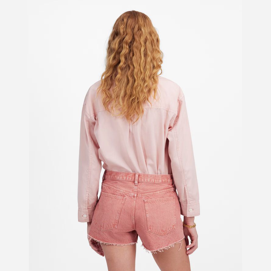 pink womens madewell des brynn dye-shorts
