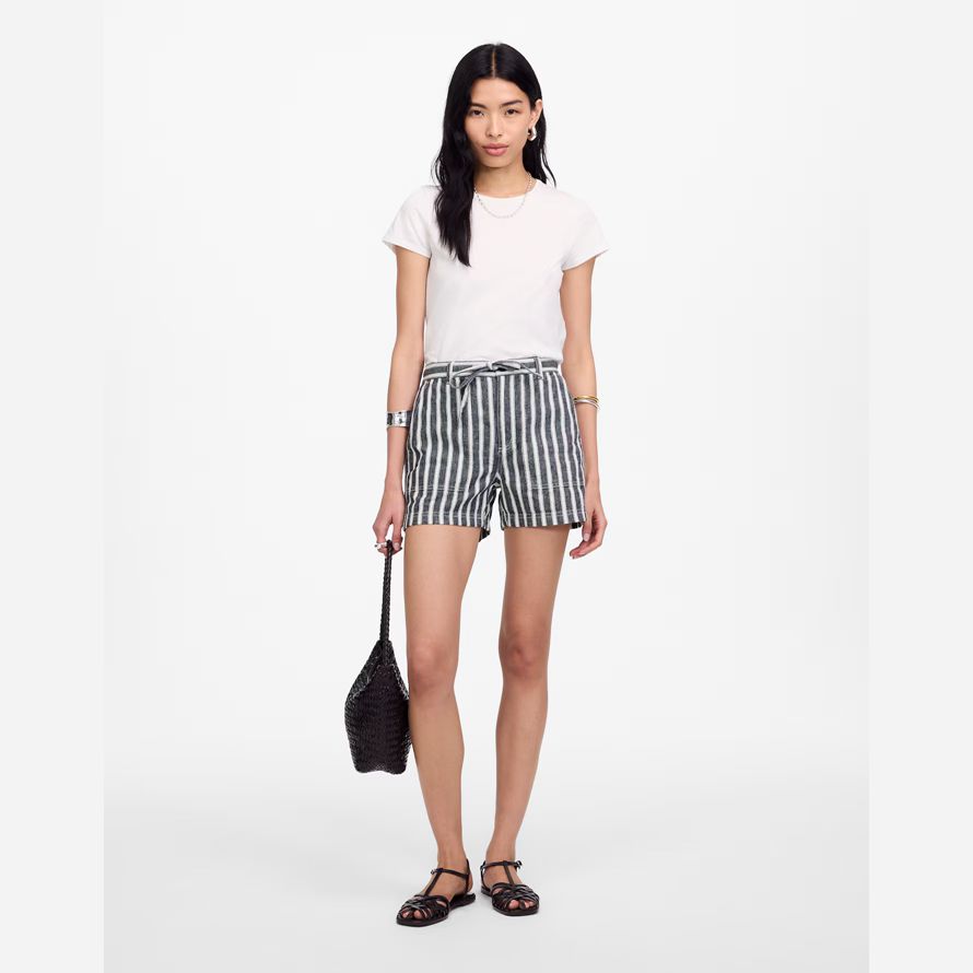 navy white madewell pull-on drawstring womens shorts