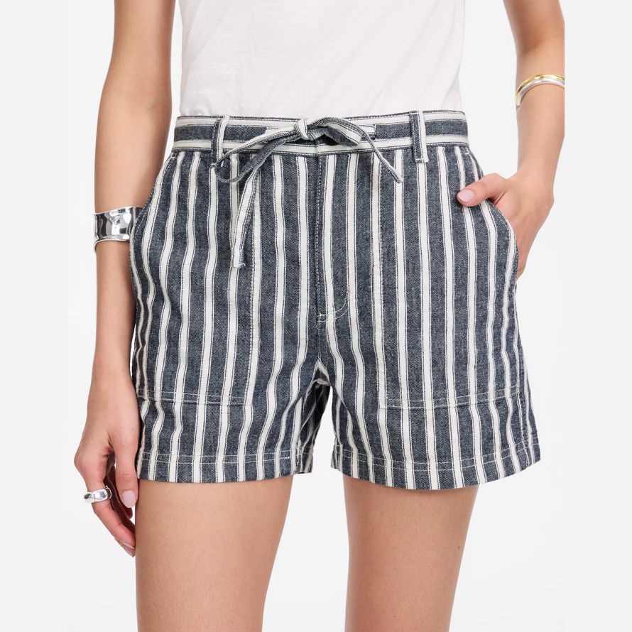 navy white madewell pull-on drawstring womens shorts