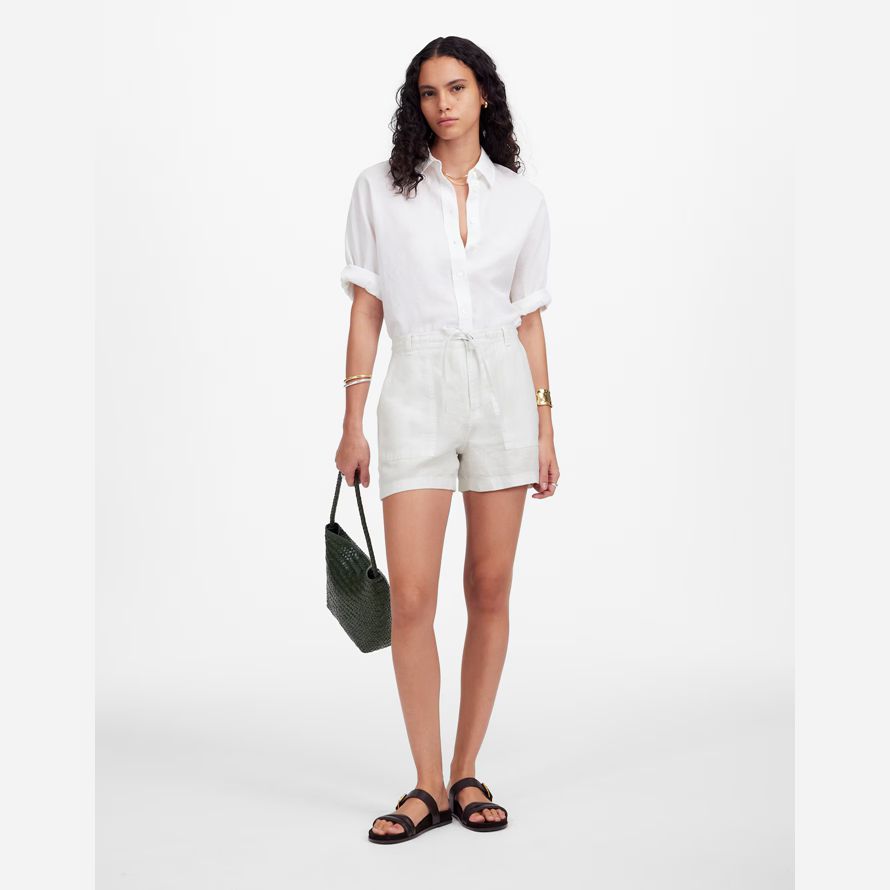 damen madewell pull-on drawstring-shorts-weiß