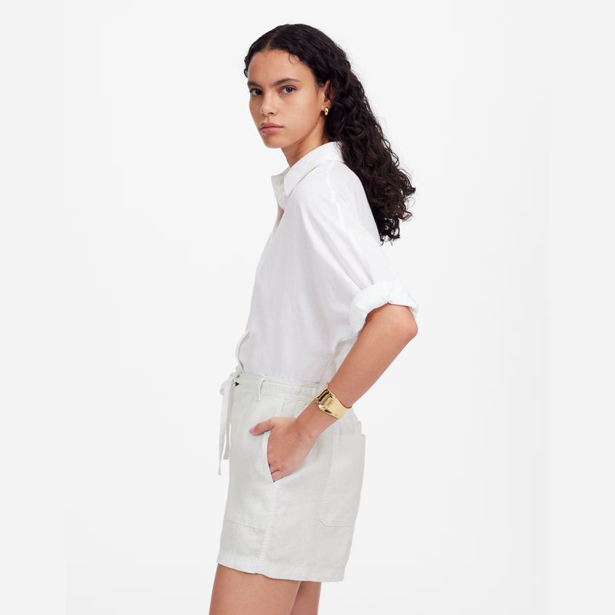 damen madewell pull-on drawstring-shorts-weiß