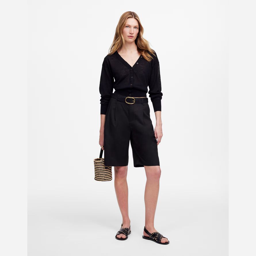 madewell relaxed plissee-womens shorts-black