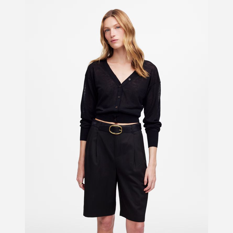 madewell relaxed plissee-womens shorts-black