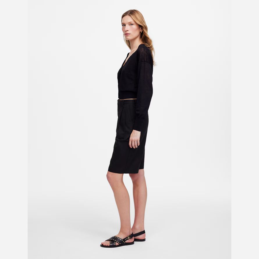 madewell relaxed plissee-womens shorts-black