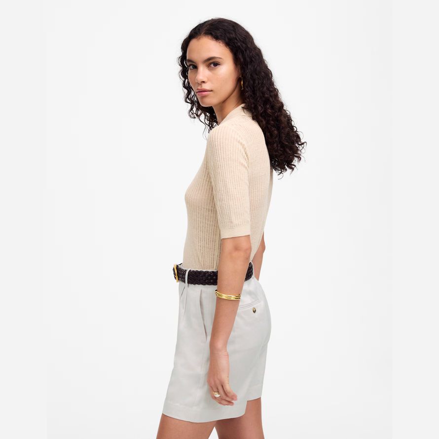 weiß damen madewell die drapey twill plissee shorts