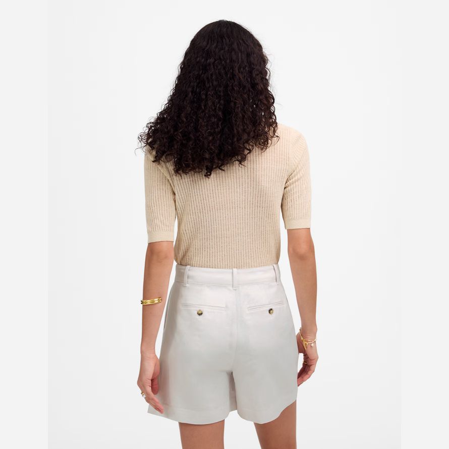 weiß damen madewell die drapey twill plissee shorts