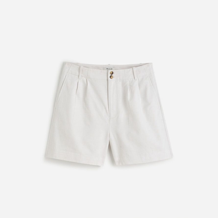 weiß damen madewell die drapey twill plissee shorts