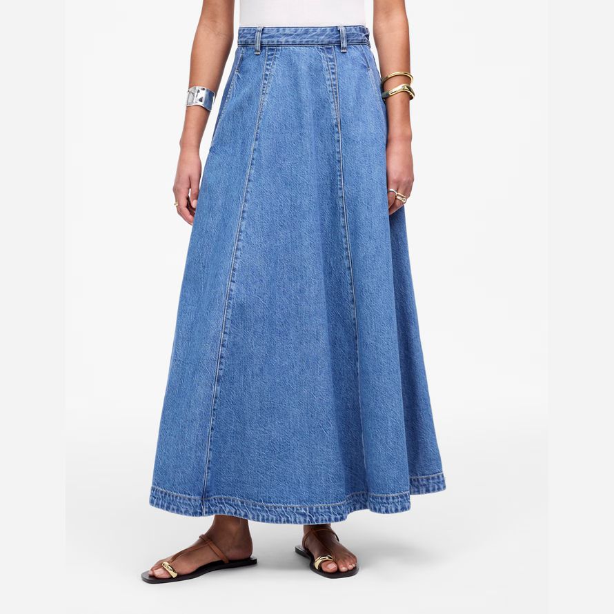 madewell luftige denim midi damen rock blau