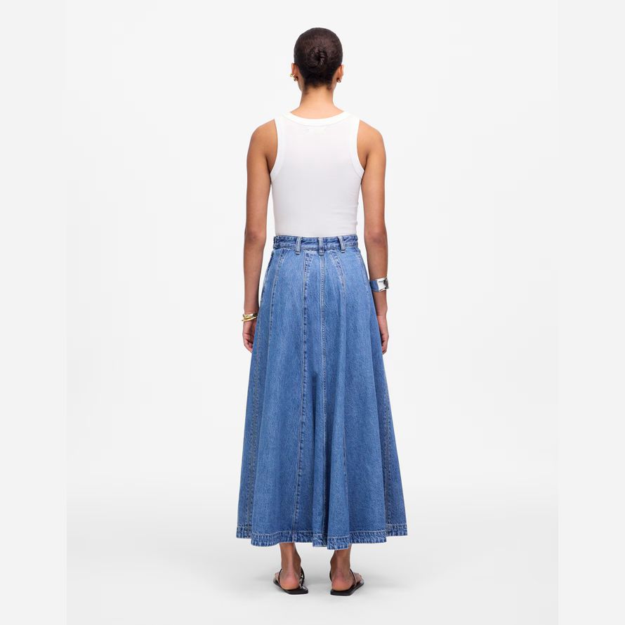 madewell luftige denim midi damen rock blau
