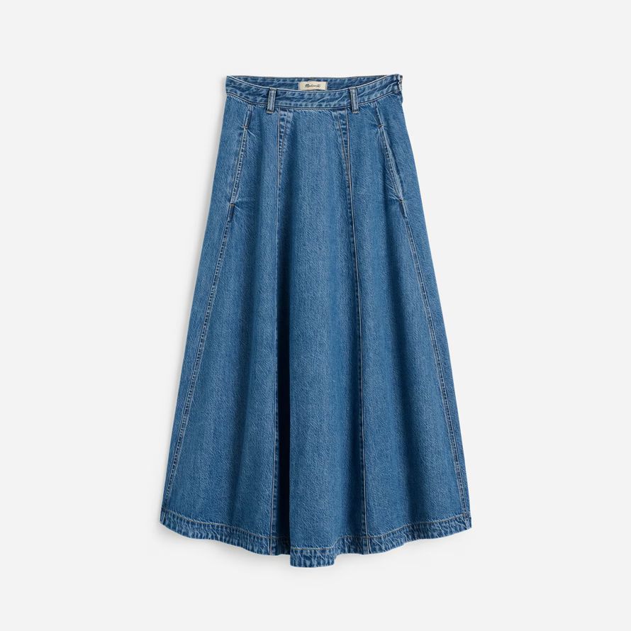 madewell luftige denim midi damen rock blau