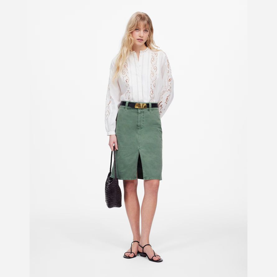 madewell utility midi damen rock grün