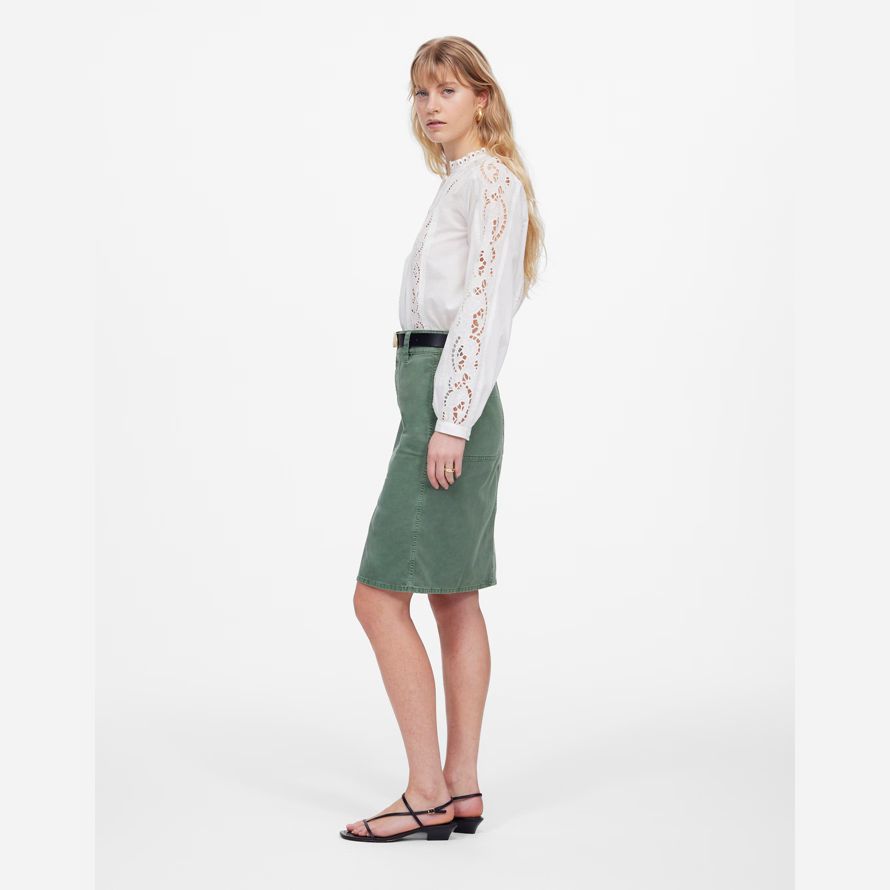 madewell utility midi damen rock grün