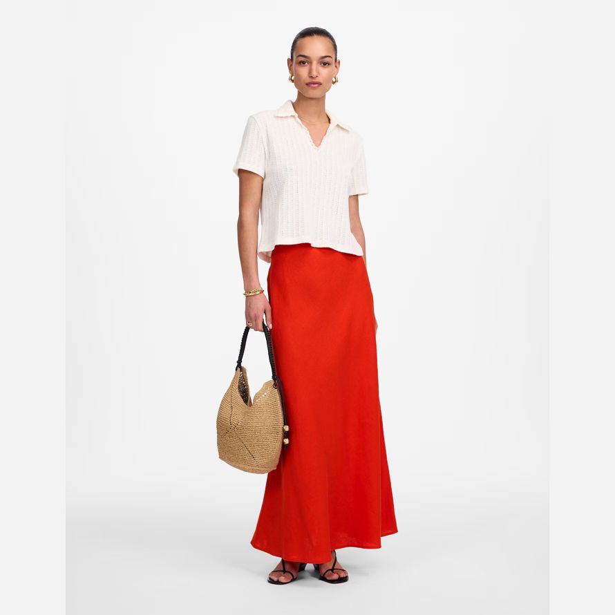 rot orange damen madewell leinen maxi-slip-rock
