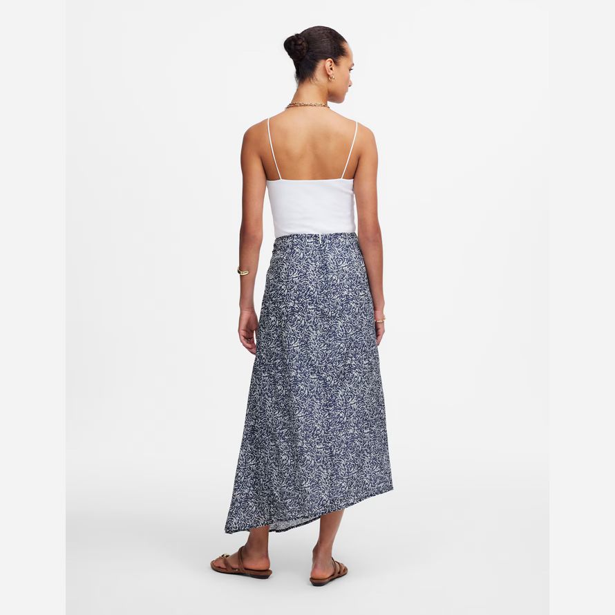 navy white madewell geraffte asymmetrische midi damen rock