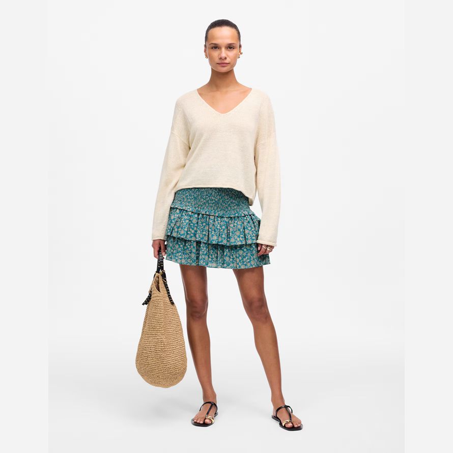madewell tiered mini damen rock blau creme