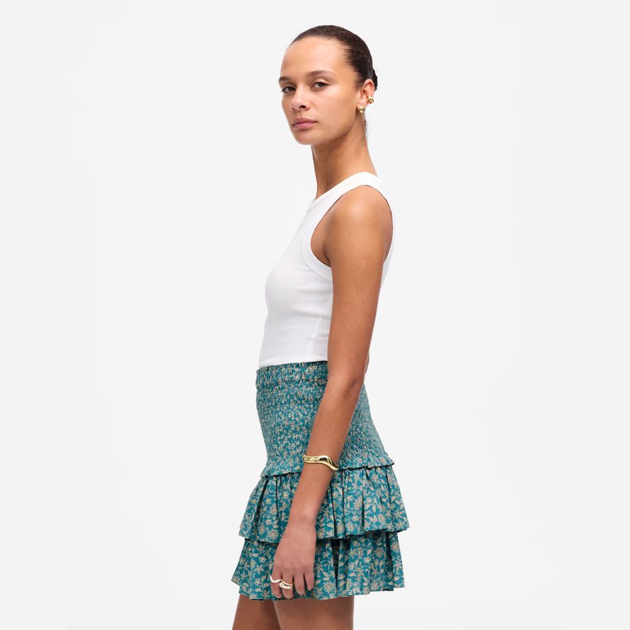 madewell tiered mini damen rock blau creme