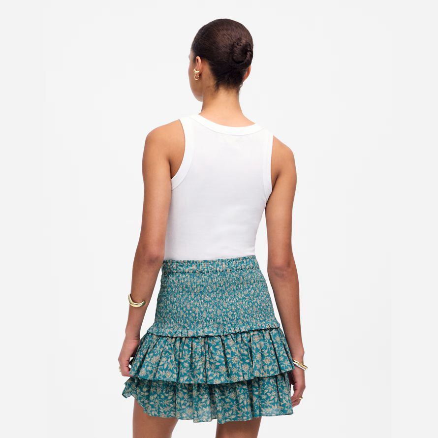 madewell tiered mini damen rock blau creme