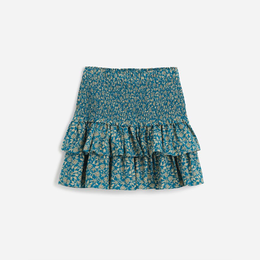 madewell tiered mini damen rock blau creme