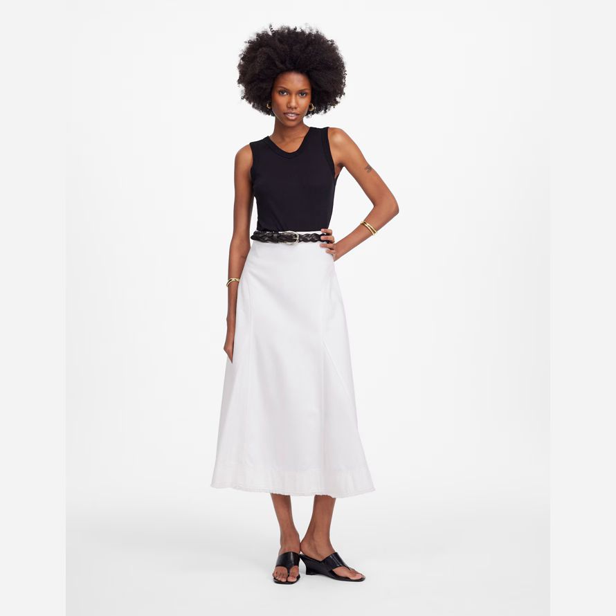 weiße madewell fluted midi damen rock