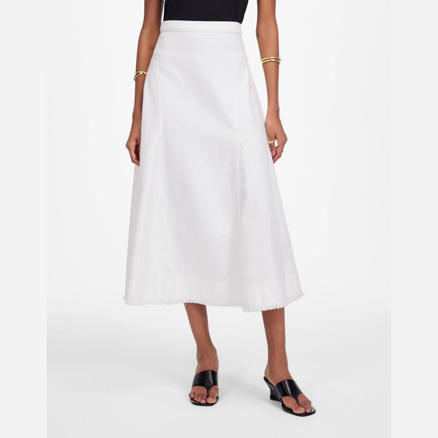 weiße madewell fluted midi damen rock