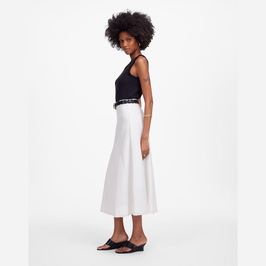 weiße madewell fluted midi damen rock