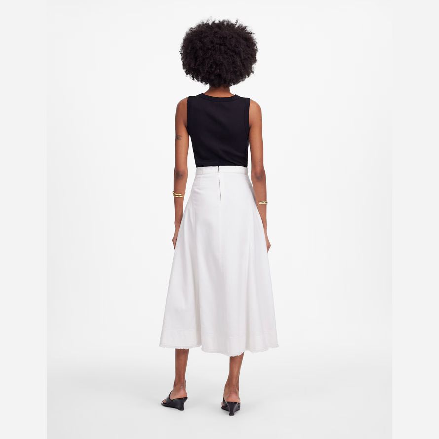 weiße madewell fluted midi damen rock