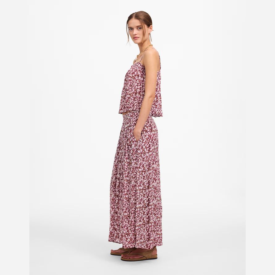 dark red pink damen madewell geraffte maxi rock