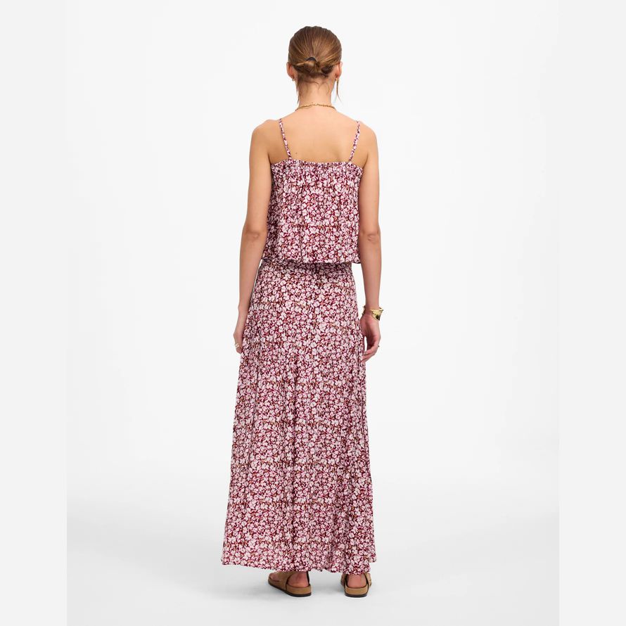 dark red pink damen madewell geraffte maxi rock