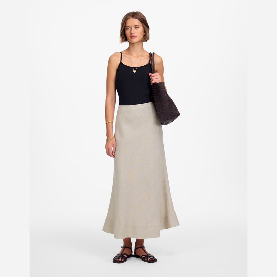 damen madewell leinen maxi-slip-rock-beige
