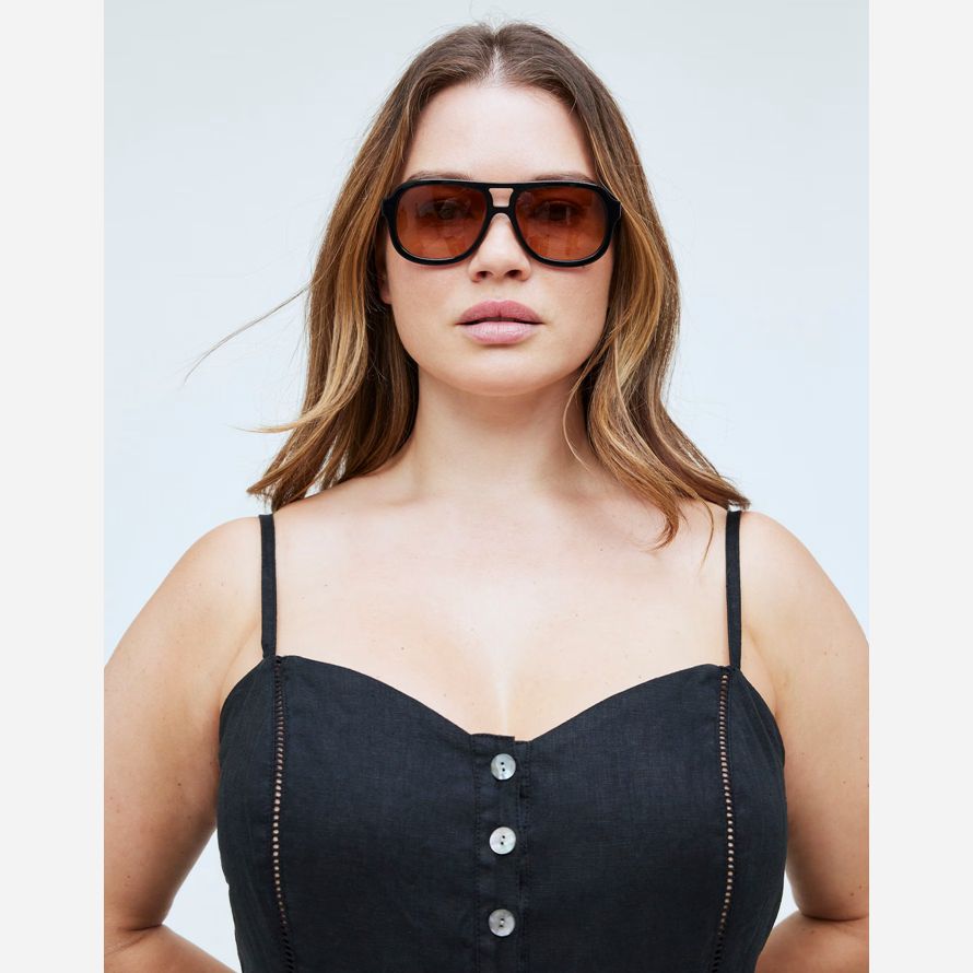madewell logaan aviator sonnenbrille frauen schwarz