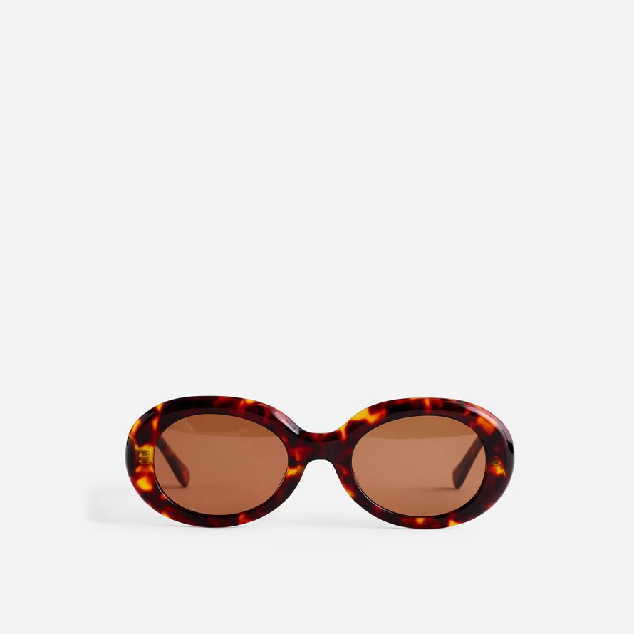 madewell valoma chunky oval damen sonnenbrille braun