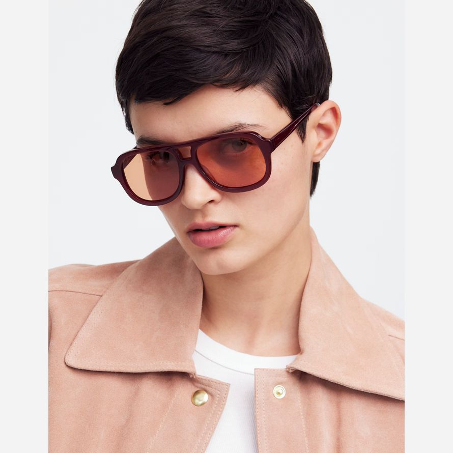 dark red womens madewell logaan aviator sonnenbrille