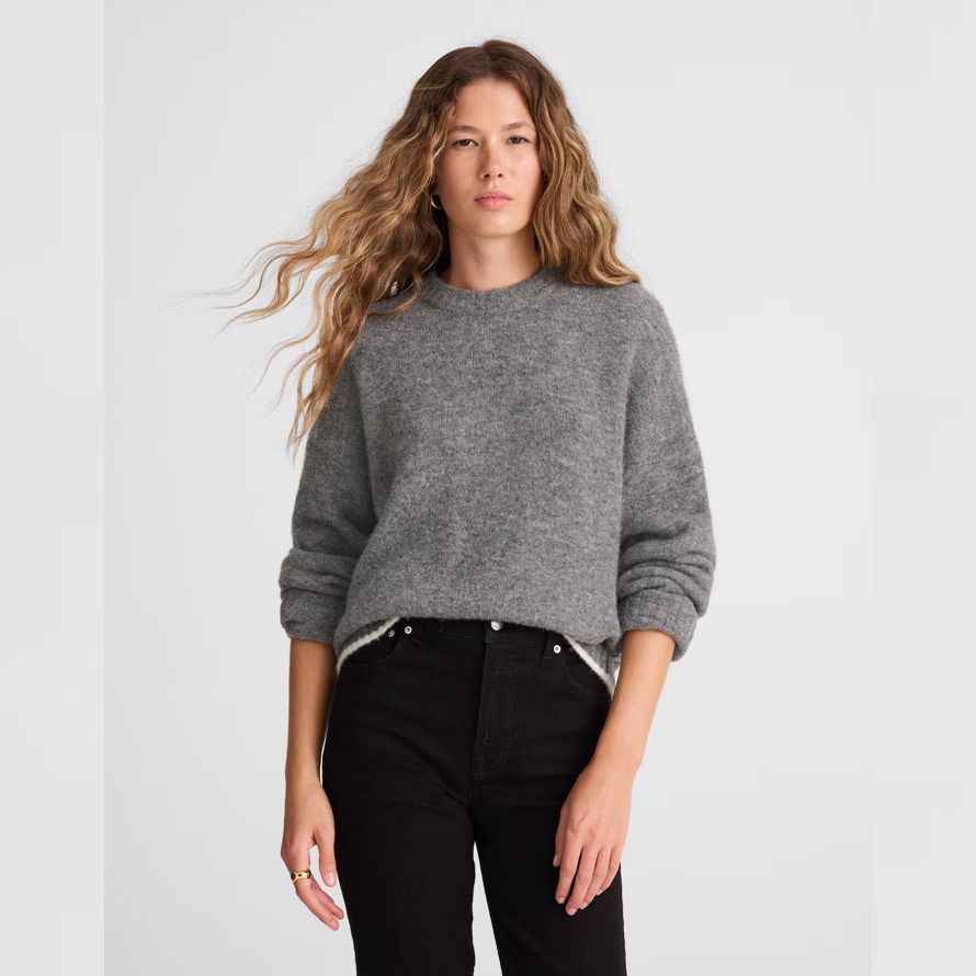 grau madewell cloudsoft drop-shoulder crewneck damen pullover