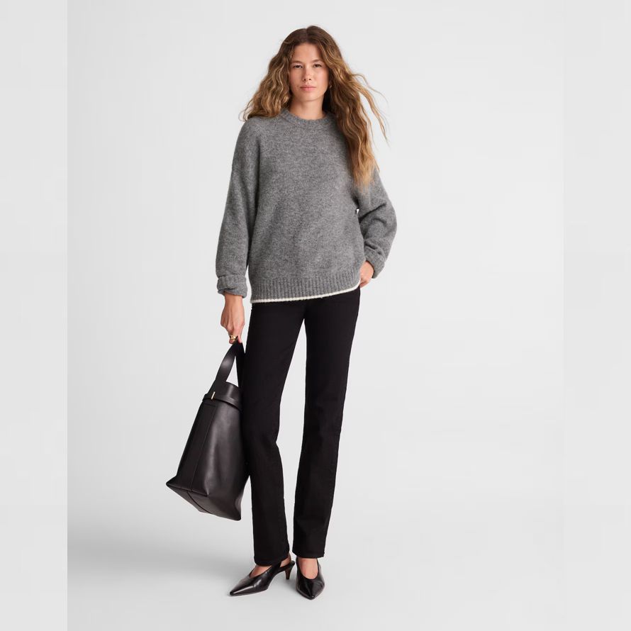 grau madewell cloudsoft drop-shoulder crewneck damen pullover