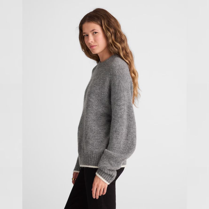 grau madewell cloudsoft drop-shoulder crewneck damen pullover