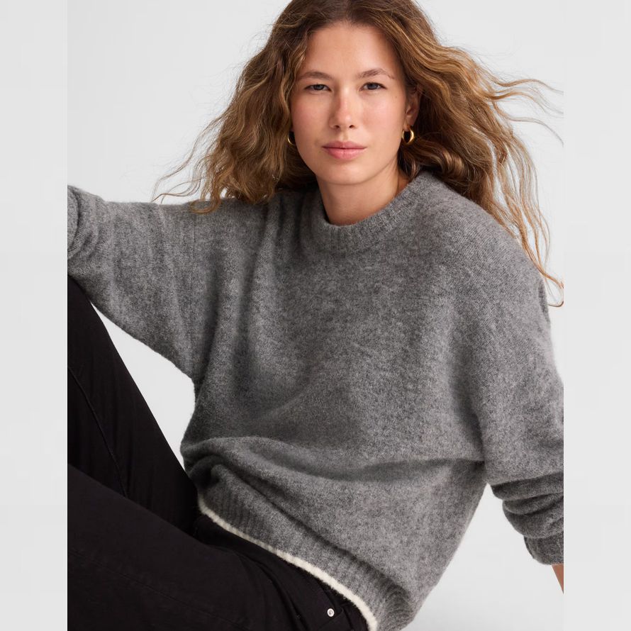 grau madewell cloudsoft drop-shoulder crewneck damen pullover