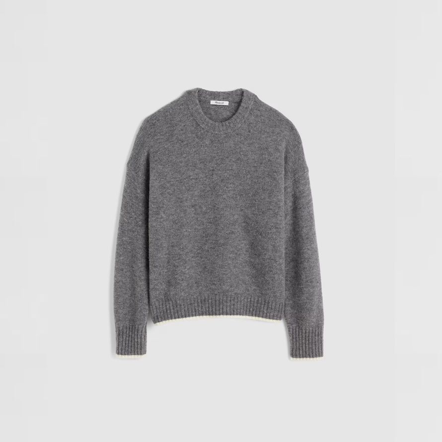 grau madewell cloudsoft drop-shoulder crewneck damen pullover