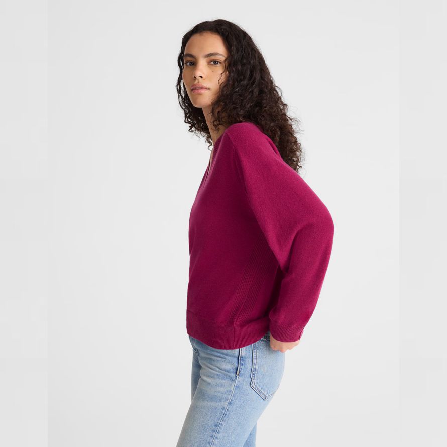 fuchsia womens madewell cashmere v-neck sweater