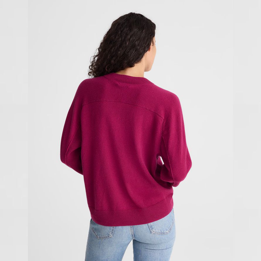 fuchsia womens madewell cashmere v-neck sweater