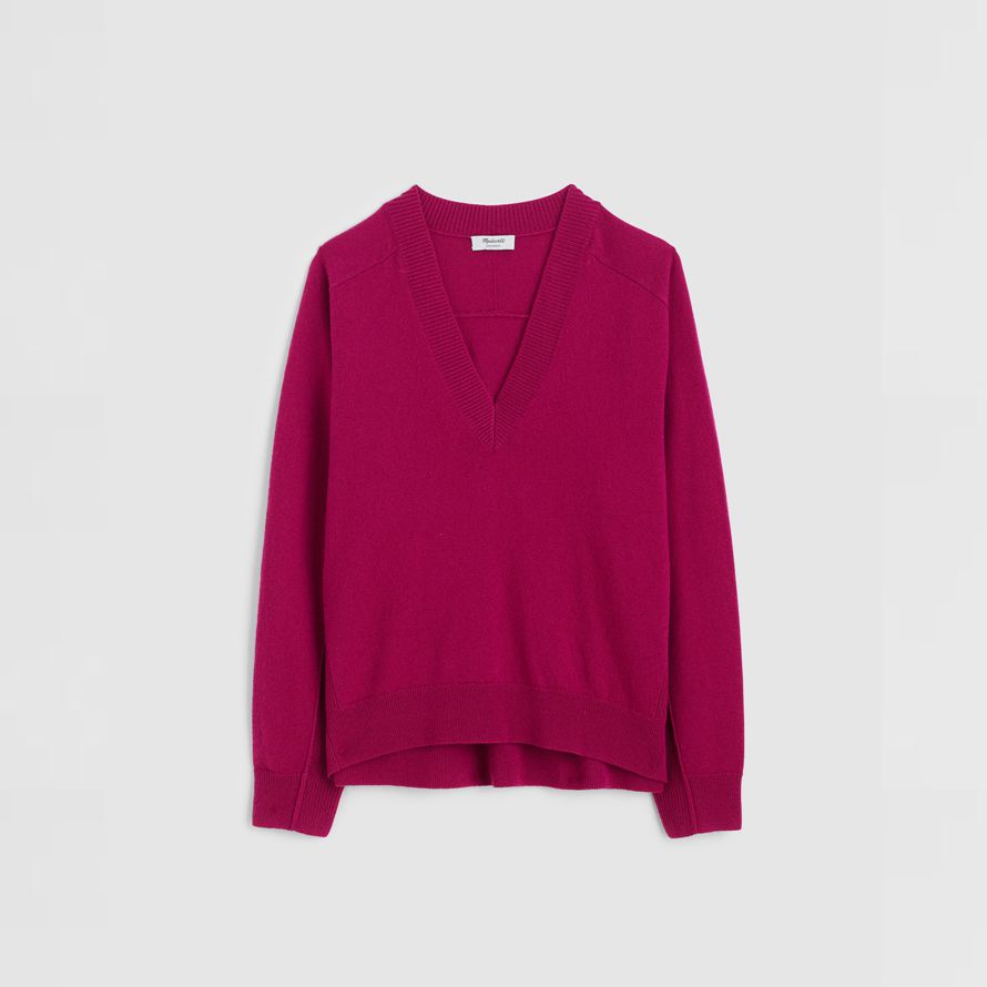 fuchsia womens madewell cashmere v-neck sweater