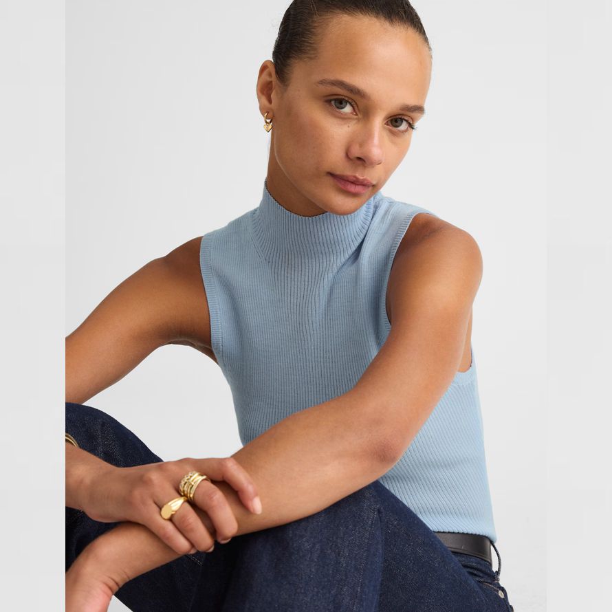madewell merinowolle-seide Ärmelloses damen pullover hellblau
