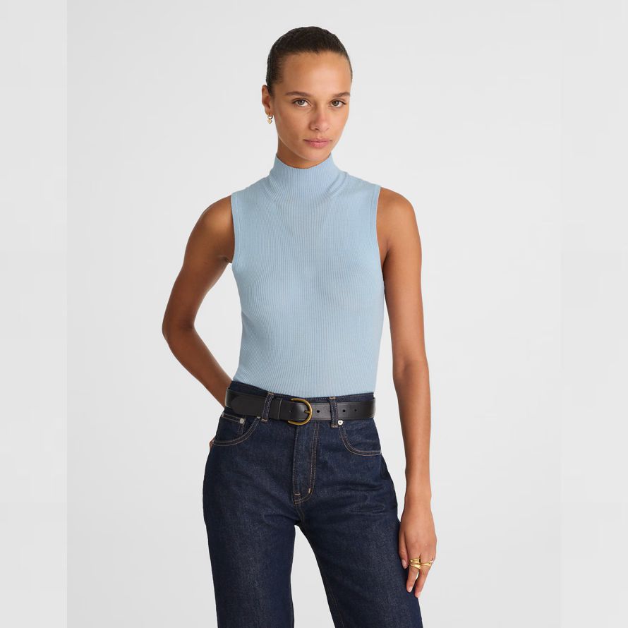 madewell merinowolle-seide Ärmelloses damen pullover hellblau