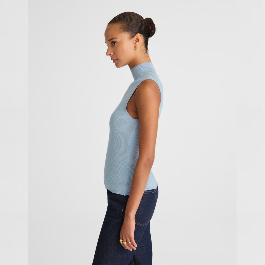 madewell merinowolle-seide Ärmelloses damen pullover hellblau