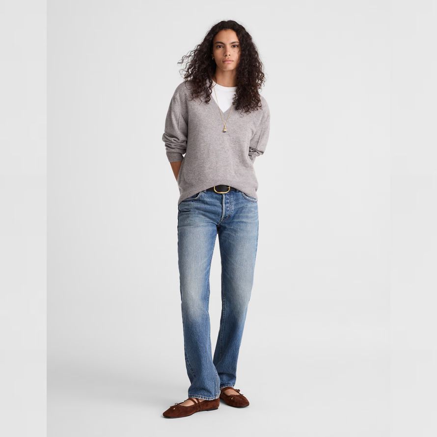 grau damen madewell cashmere v-neck sweater