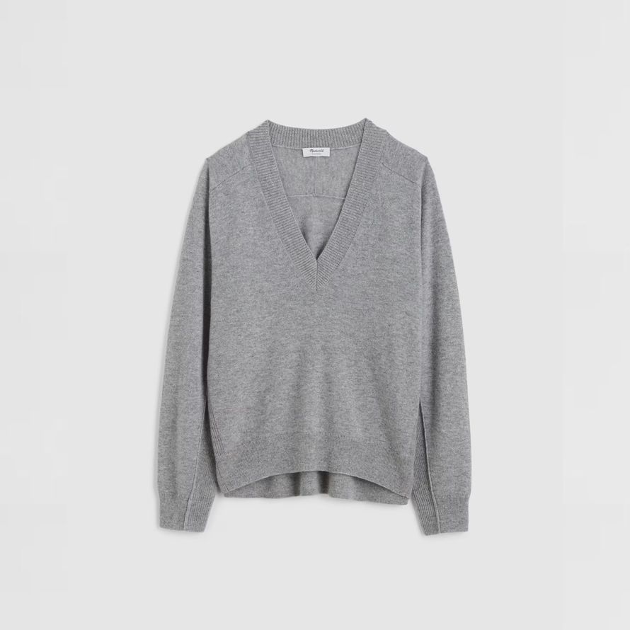 grau damen madewell cashmere v-neck sweater