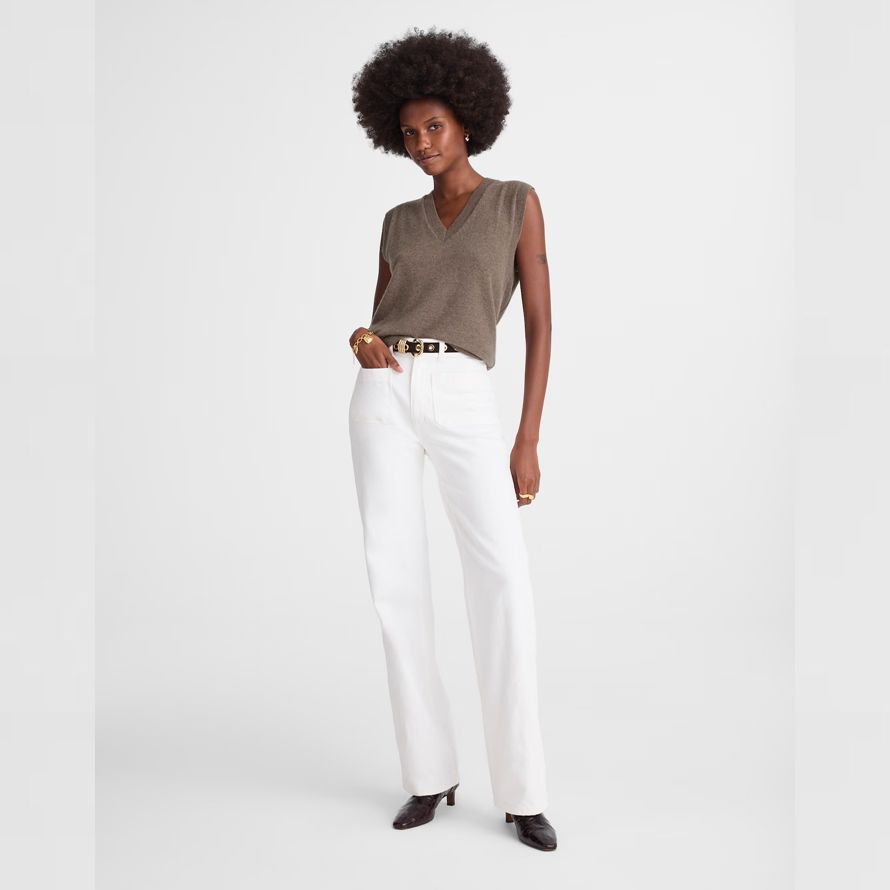 madewell cashmere v-neck sleeveless damen pullover dunkelbraun
