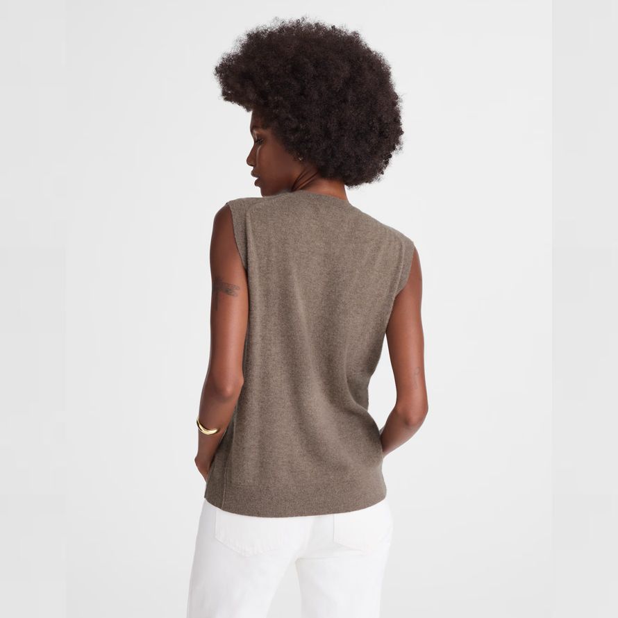 madewell cashmere v-neck sleeveless damen pullover dunkelbraun