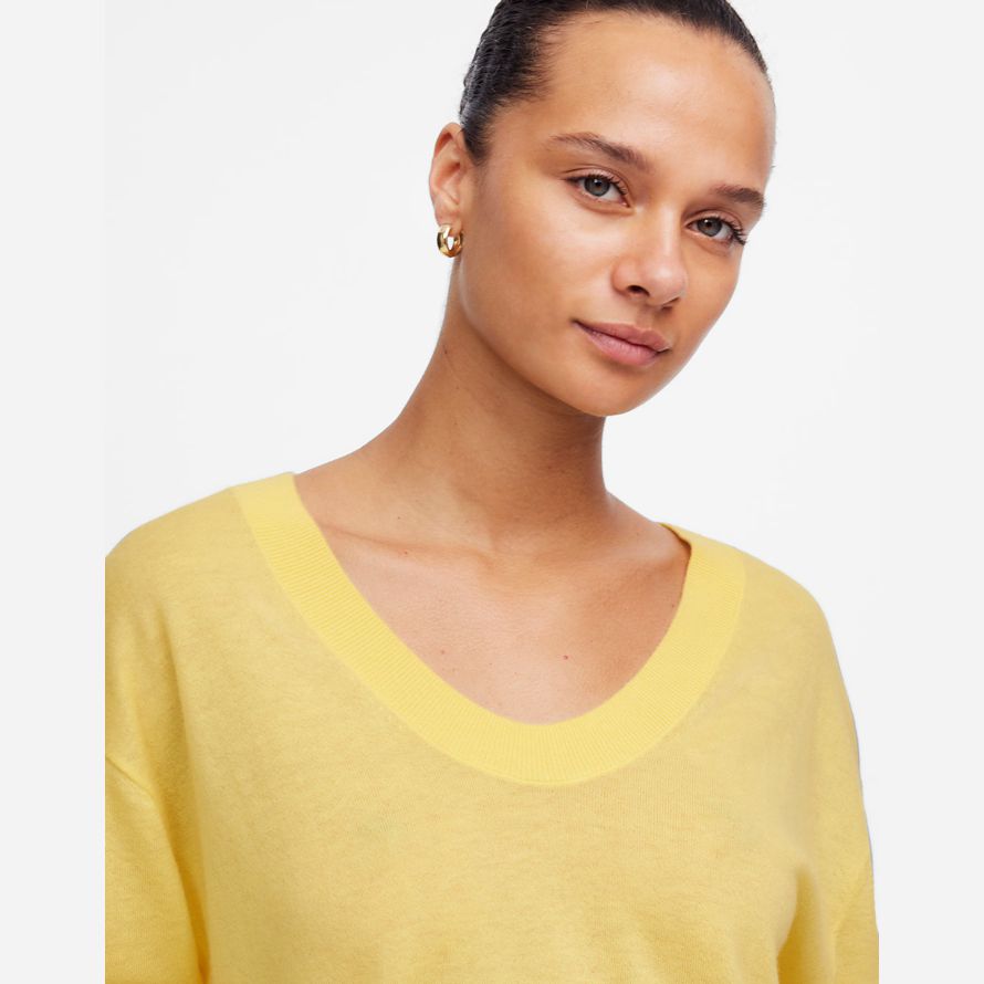 gelb damen madewell cashmere u-ausschnitt pullover pullover