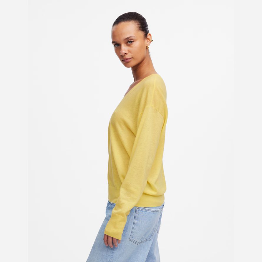 gelb damen madewell cashmere u-ausschnitt pullover pullover