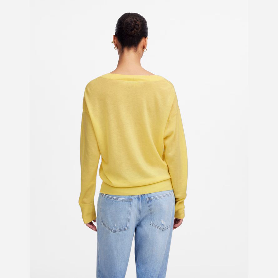 gelb damen madewell cashmere u-ausschnitt pullover pullover